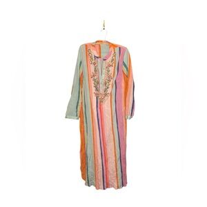 Soft Surroundings Striped Aruba Caftan Dress Maxi Gauzey